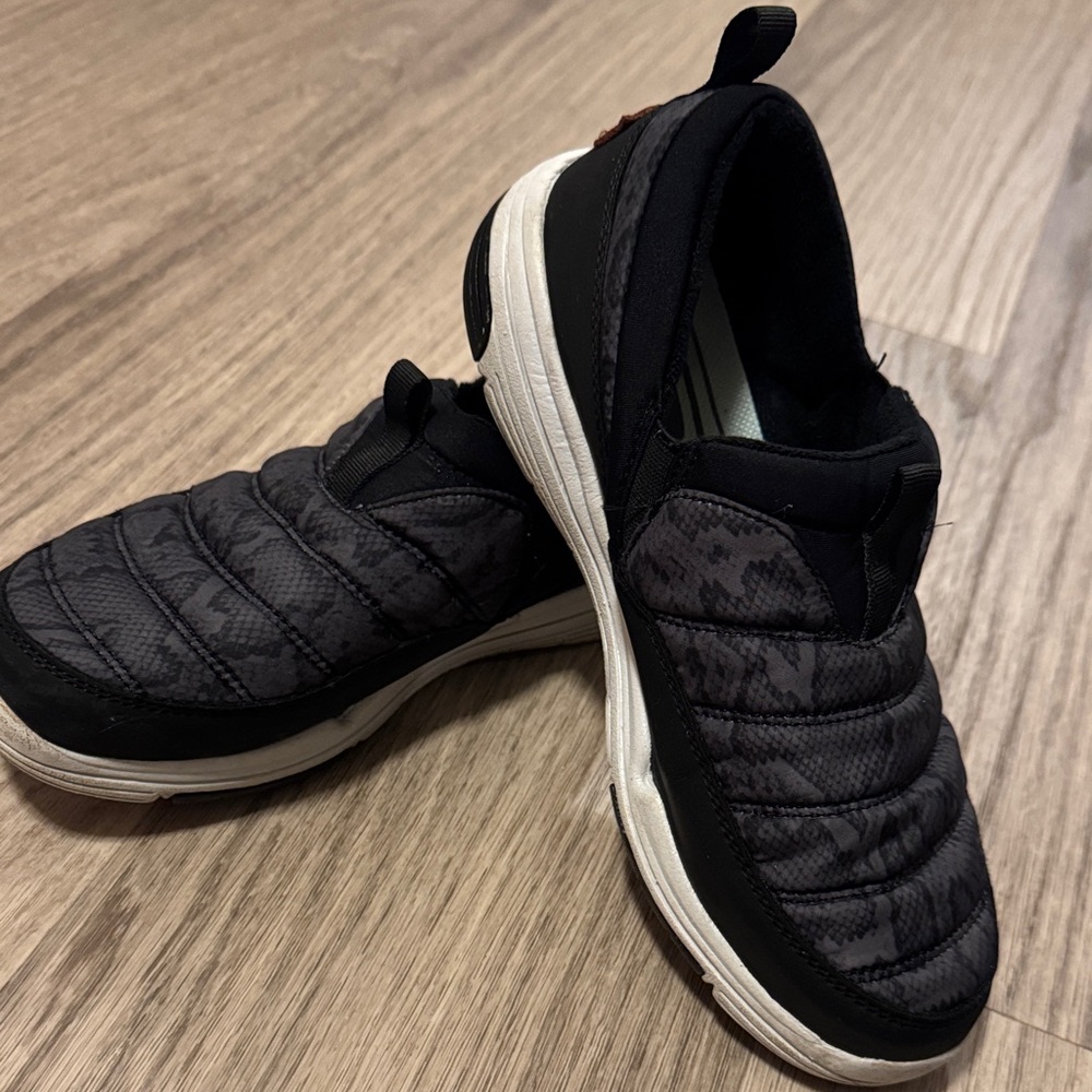 Ryka Slip-On Quilted Sneakers in Black and White